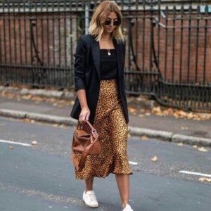 & Other Stories midi leopard print skirt